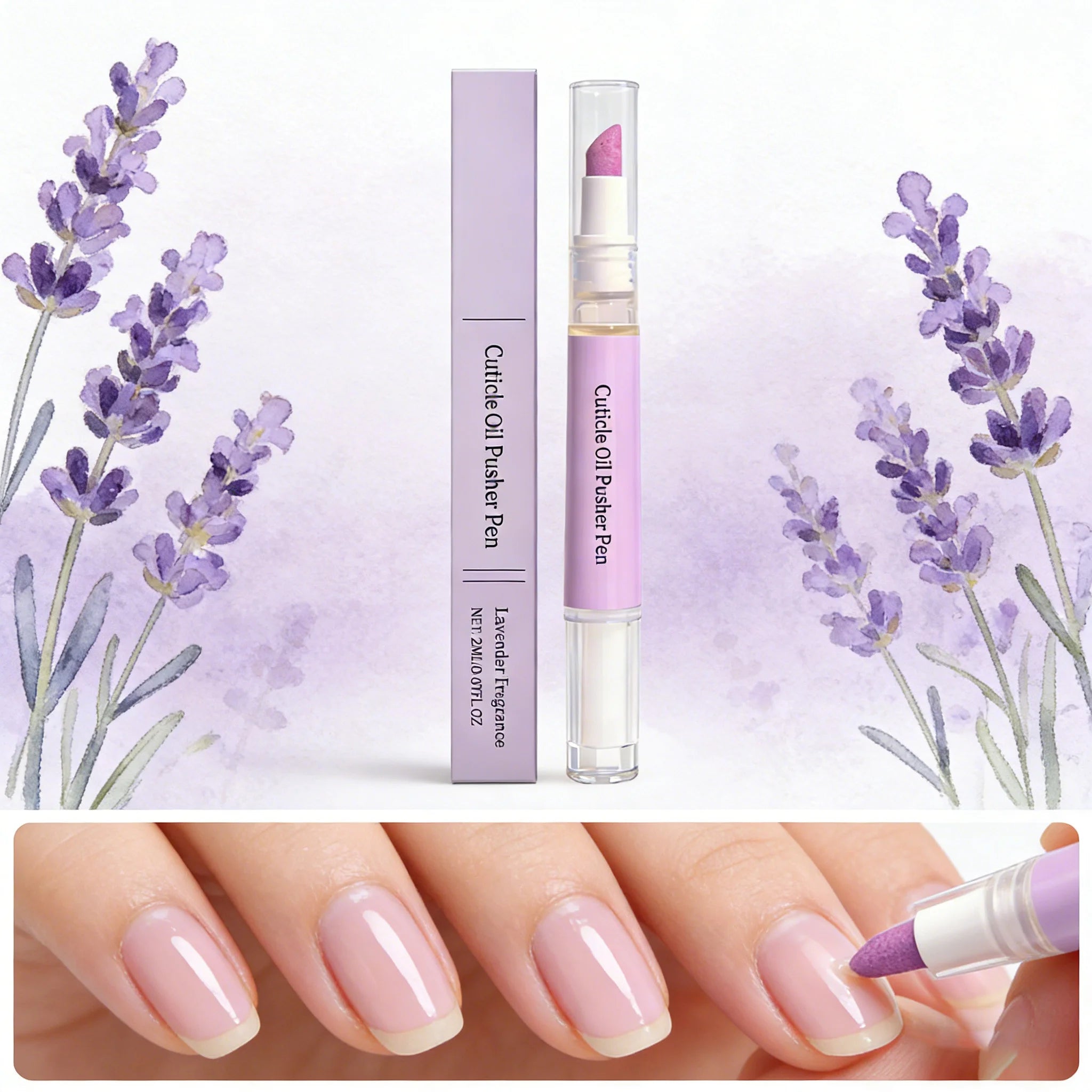 2-in-1 Cuticle Oil Pusher Pen Ceramic Cuticle Pusher & Oil Pen Nail Care Tool for Dry Damaged Nails Moisturize Brighten Qme