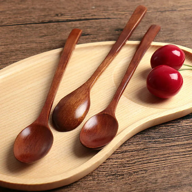 Wooden Spoon Tableware Kitchen Cooking Utensil Tools Soup Tea Spoon Catering Cooking Tool Coffee Soup Teaspoon Honey Spoon Qme