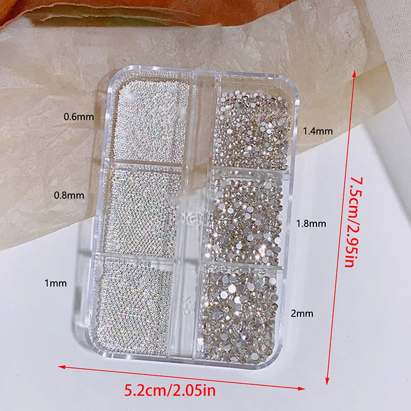 6 Grids Mini Pearl Nail Beads 0 6- Silver Stainless Jewelry Metal Qme
