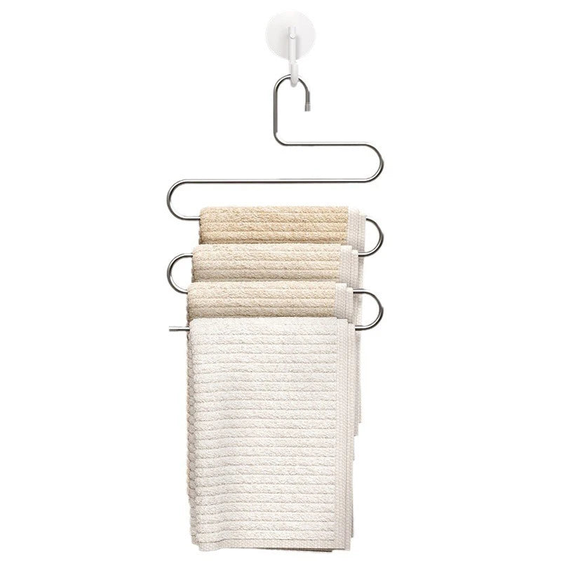 Stainless Steel Pants Rack Five-Layer Multi-Functional Hanger Multi-Layer Pants Storage Rack Home Organizer Qme