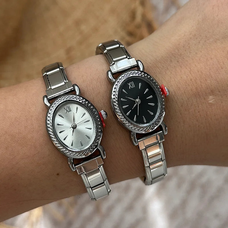 Wholesale Women's Mens DIY 9MM Width Italian Elastic Charm Stainless Alien Shape Watch Bracelet Bangle Party Friend Jewelry Gift Qme