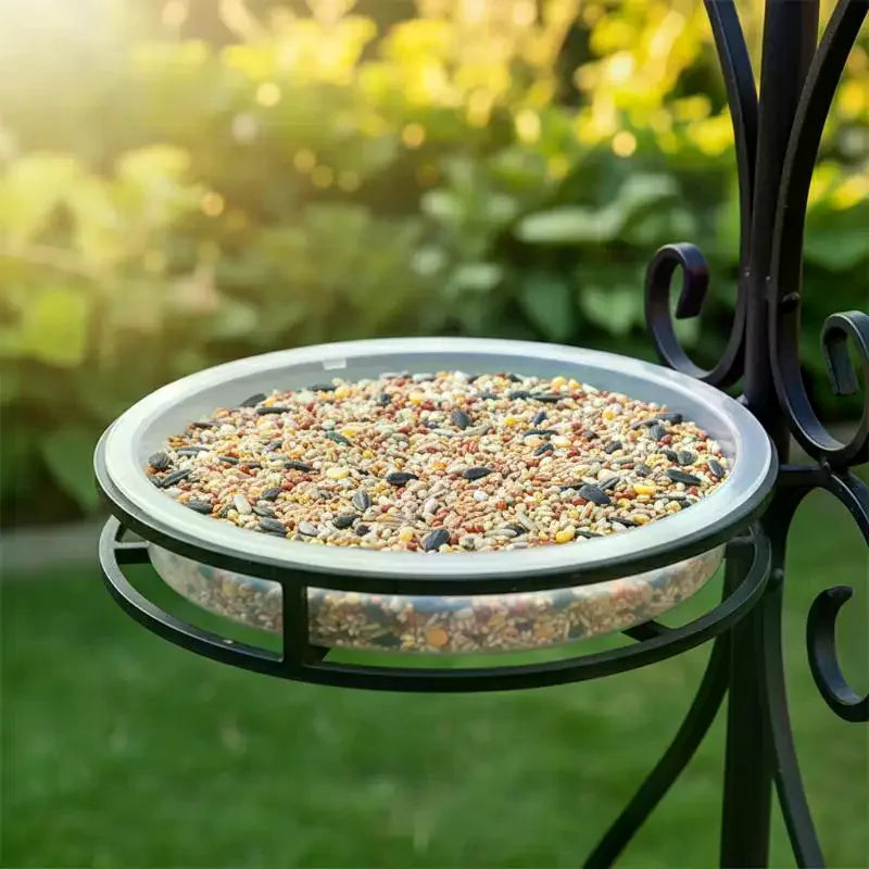 Outdoor Bird Platform Feeder - Hanging Feeding Dish & Bath Tray for Parrots & Wild Birds - Garden & Patio Accessory Qme