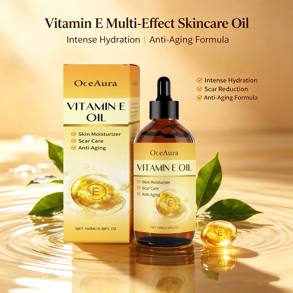 OceAura Vitamin E Oil Deep Moisturizing Fine Line Reducing Scar Repairing Hair Luster Boosting Multi Purpose Essential Oil 100mL Qme