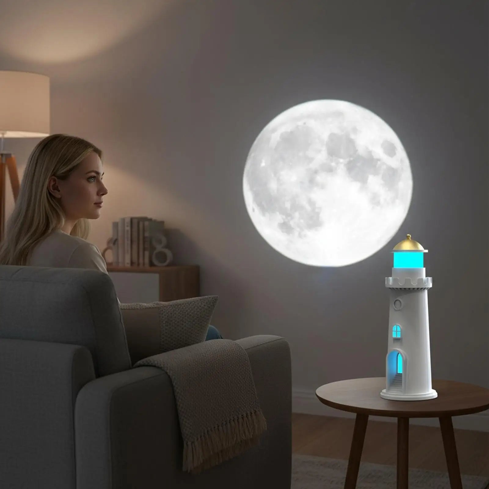 Projector Night Light 1500mAh Rechargeable Battery LED Moon Lamp Moon Lamp Projector Night Lights For Bedside Kitchens Bedrooms Qme