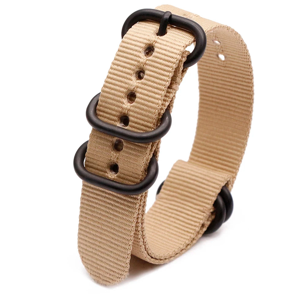 Army Sports Nylon Watch Band Black Ring Buckle Wristband Accessories
