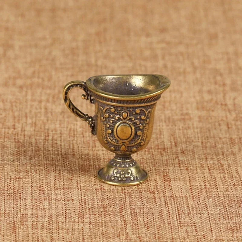 Antique Small Copperware Buddha Tea Set Mini Bucket Copper Teacup Brass Keychain Pendant Creative Home Decor Craft Gift Qme