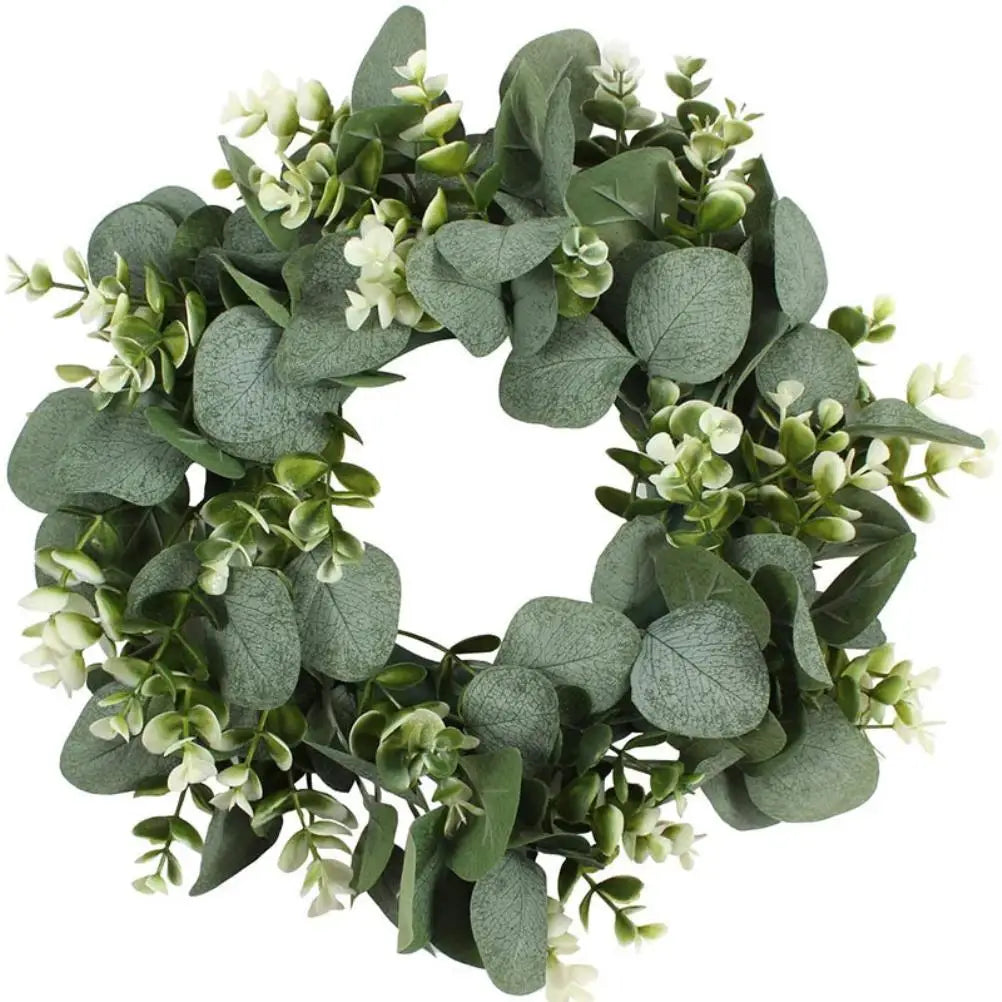 Artificial Green Wreath Wall Hanging Wreath Spring Door Decoration for Indoor Outdoor Artificial Wreath Door Decoration Qme green