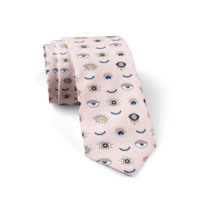 Fashion Eye Print Polyester Wide Tie Novelty Men's Classic Qme style4