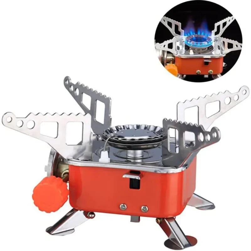 Portable Mini Square Stove Outdoor Folding Gas Stove Card Camping Cooking Utensil Ultra-Light Travel Cookware Hiking Equipment Qme