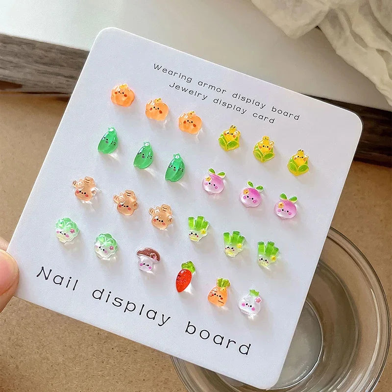 Ice-transparent Vegetable Nail Art Accessories Cute Mini Charms Qme