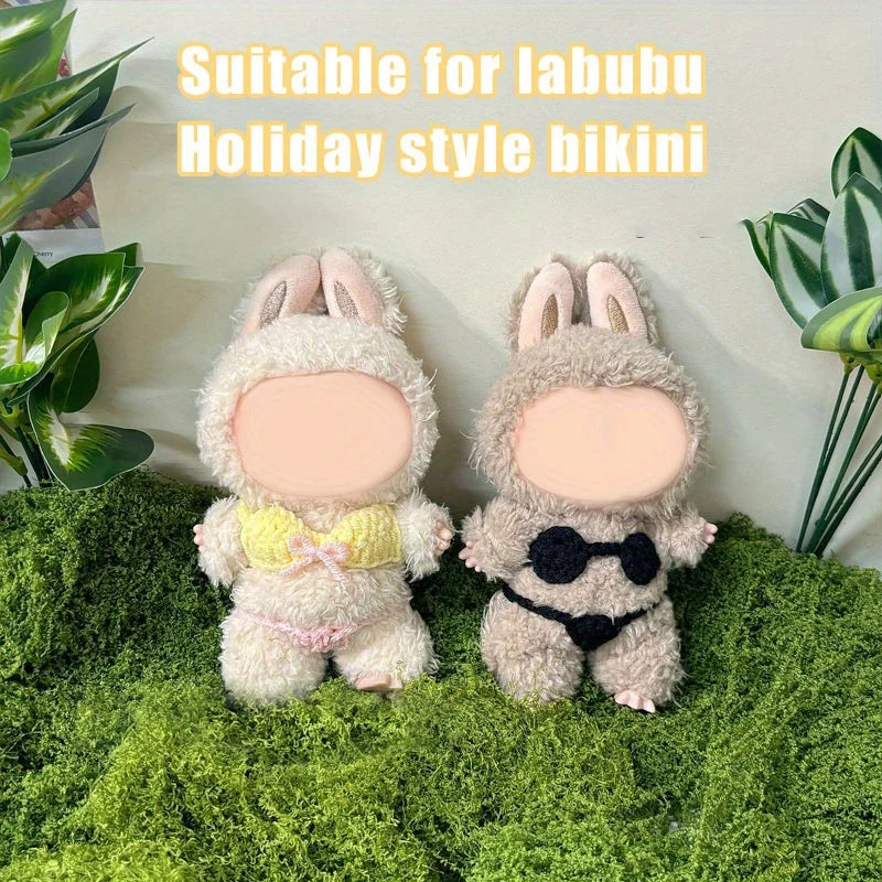 17cm Labubu Knitted Bikini Set (excluding dolls), cute clothing with unique style, fashionable clothing accessories for dolls Qme
