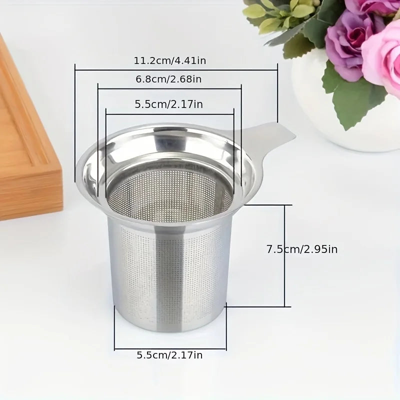 1pc High-quality Stainless Steel Tea Filter With A Single Mesh, Which Can Achieve Precise Brewing And No Leakage Pouring Qme