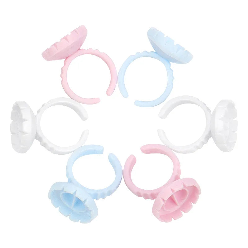 50 Wholesale Disposable Eyelash Glue Fan Cup Rings Holder Container Qme