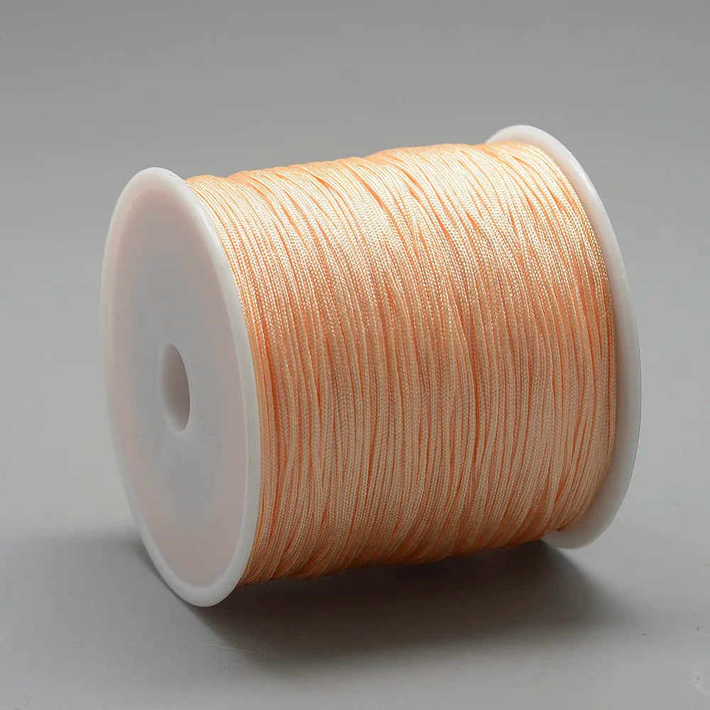 PandaHall 100m/Roll Nylon Thread Braided Chinese Knotting Cord for Jewelry Making, 0.8mm Hole String for DIY Bracelet Beading Qme PeachPuff