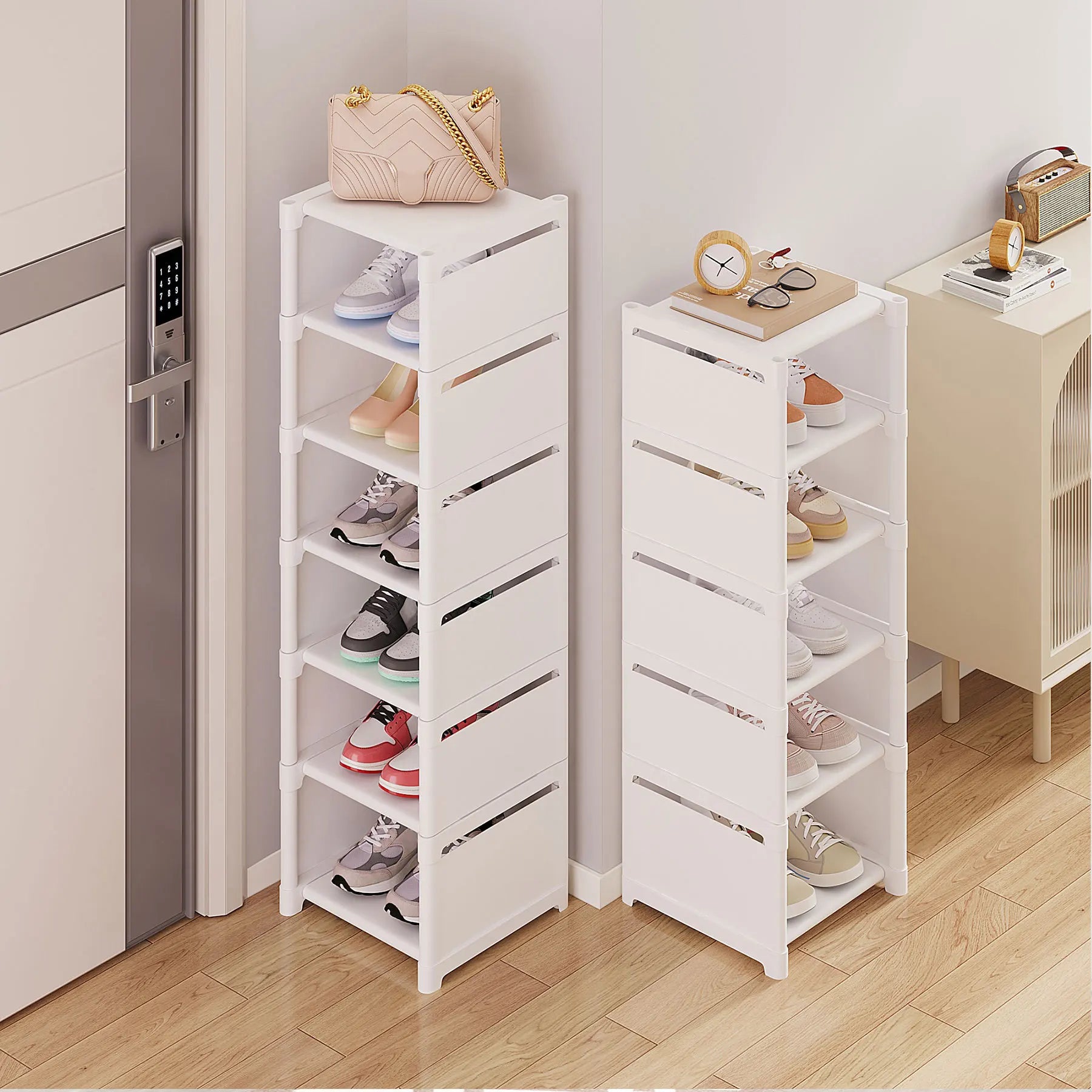Simple Space Saving Shoe Rack Multi-Layer Shoe Shelf for Entryway & Dorm Room Home Storage Organizer for Slippers & Shoes Qme