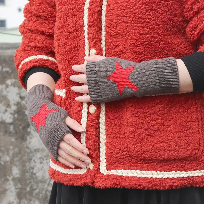 Knitted Black Punk Fingerless Gloves Ins Fashion Y2K Cuff Women Men Glove Elbow Cool Stretch Winter Arm Warmer Mitten Guantes Qme Dark Grey