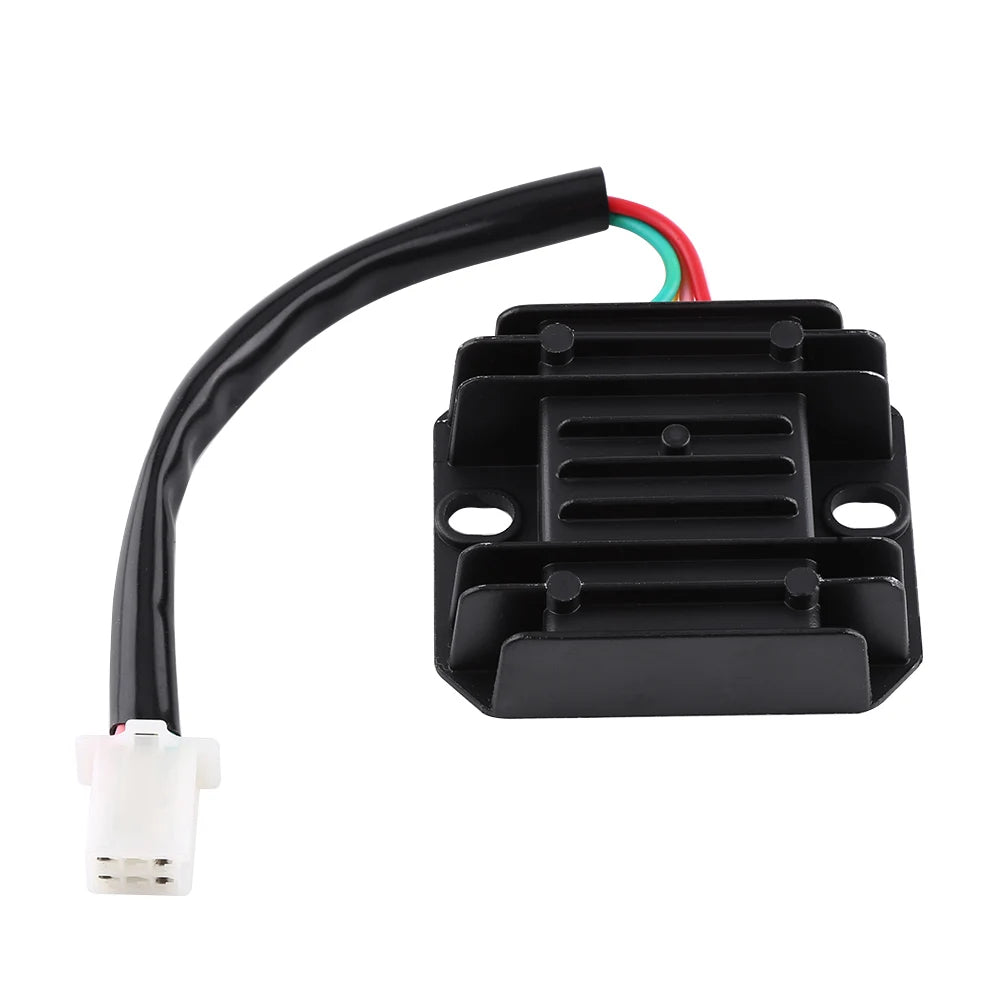 Motorbike Regulator Rectifier 4 Wires 4 Pins 12 Voltage Regulator Rectifier For 150-250CC Motorcycle Scooter Moped ATV Qme Black