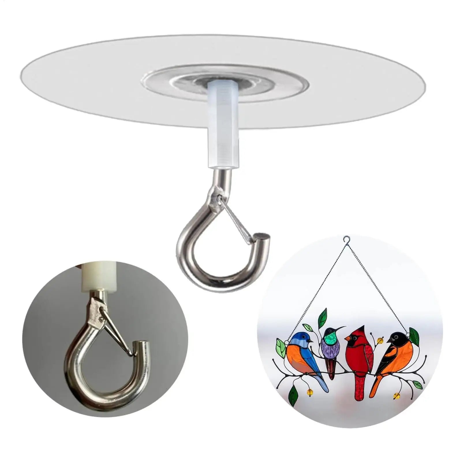 1pc No-Drill Hooks For Ceiling Self-Adhesive Water Resistant Hooks For Ceiling Home Storage Hooks For Wind Chimes Plants Lights Qme