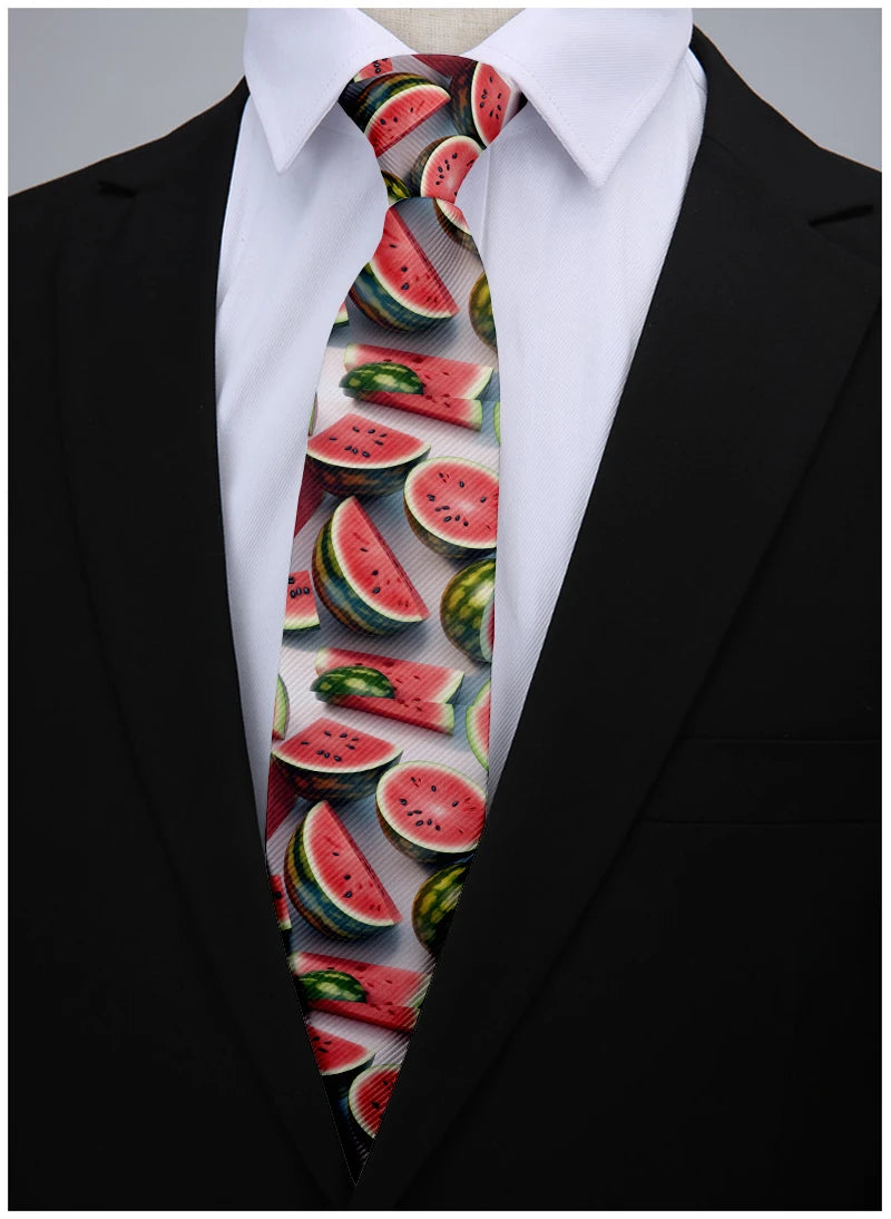 Strawberry Grape Peach Pattern Tie Interesting Fruit 3 Printed Men's Qme
