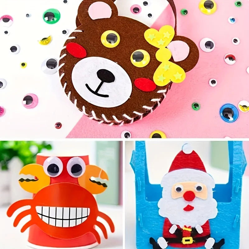 20pcs DIY Movable Eyes Simulation Animal Eyeball Black White Color Self-Adhesive Doll Eye Kindergarten Children Craft Supplies Qme