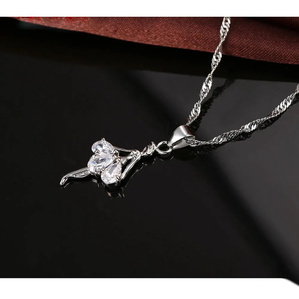 925 Sterling Silver Stamped Bridal Jewelry Sets Cute Dancing Girl Shape CZ Crystal Women Girls Engagement Anniversary Wholesale Qme