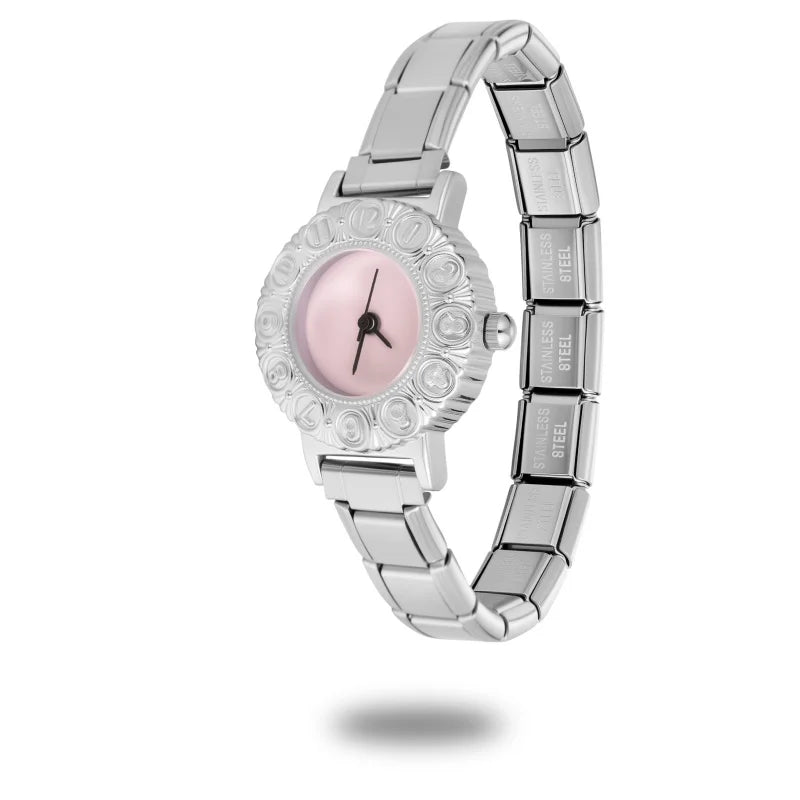 2026 Fashion Men Women's Stainless Steel Zircon Spinning Pearl Round Watch Head Bracelet Bangle for Friend Wife Birthday Jewelry Qme S 26