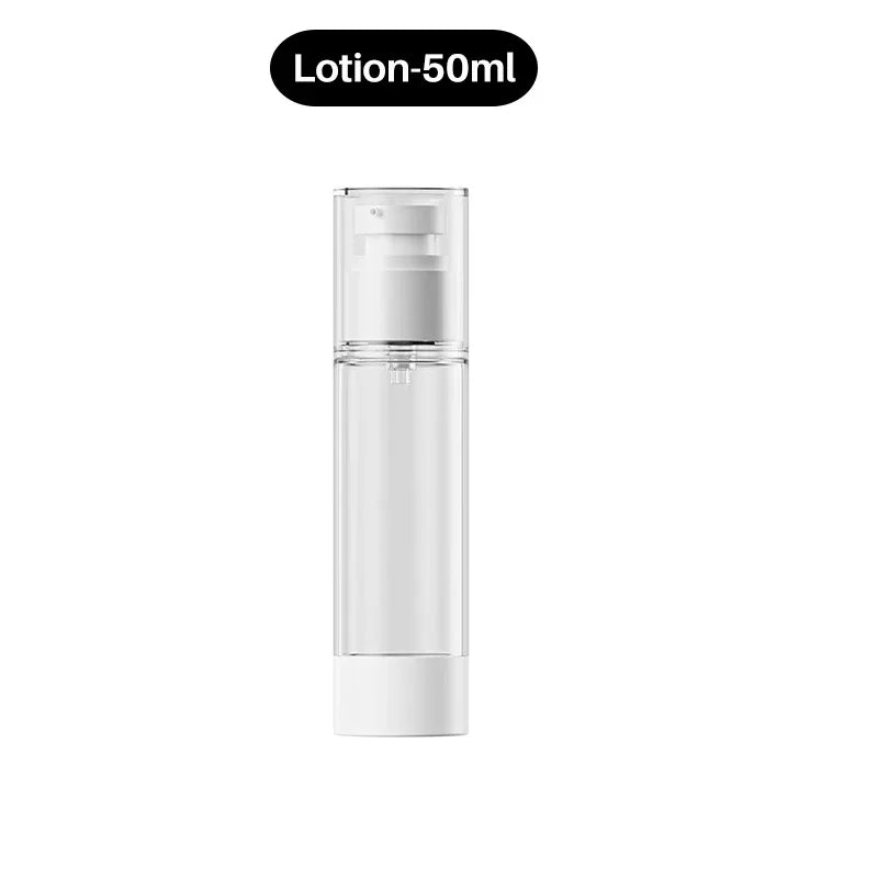 15-100ml Airless Pump Bottles Clear Refillable Vacuum Bottle Set Travel Portable Lotion and Spray Dispenser Cosmetic Containers Qme 50ml-Lotion Bottle