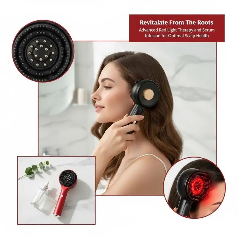 Electric Head Massage Comb Rechargeable 630nm Red Light Scalp Qme