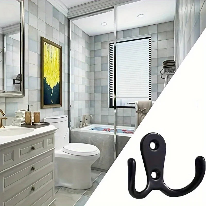 Coat Hook Wall-mounted, Heavy-duty Metal Double Hook With 20 Screws, Wall Single Hook Hanging Robes, Towels, Keys, Jackets Qme