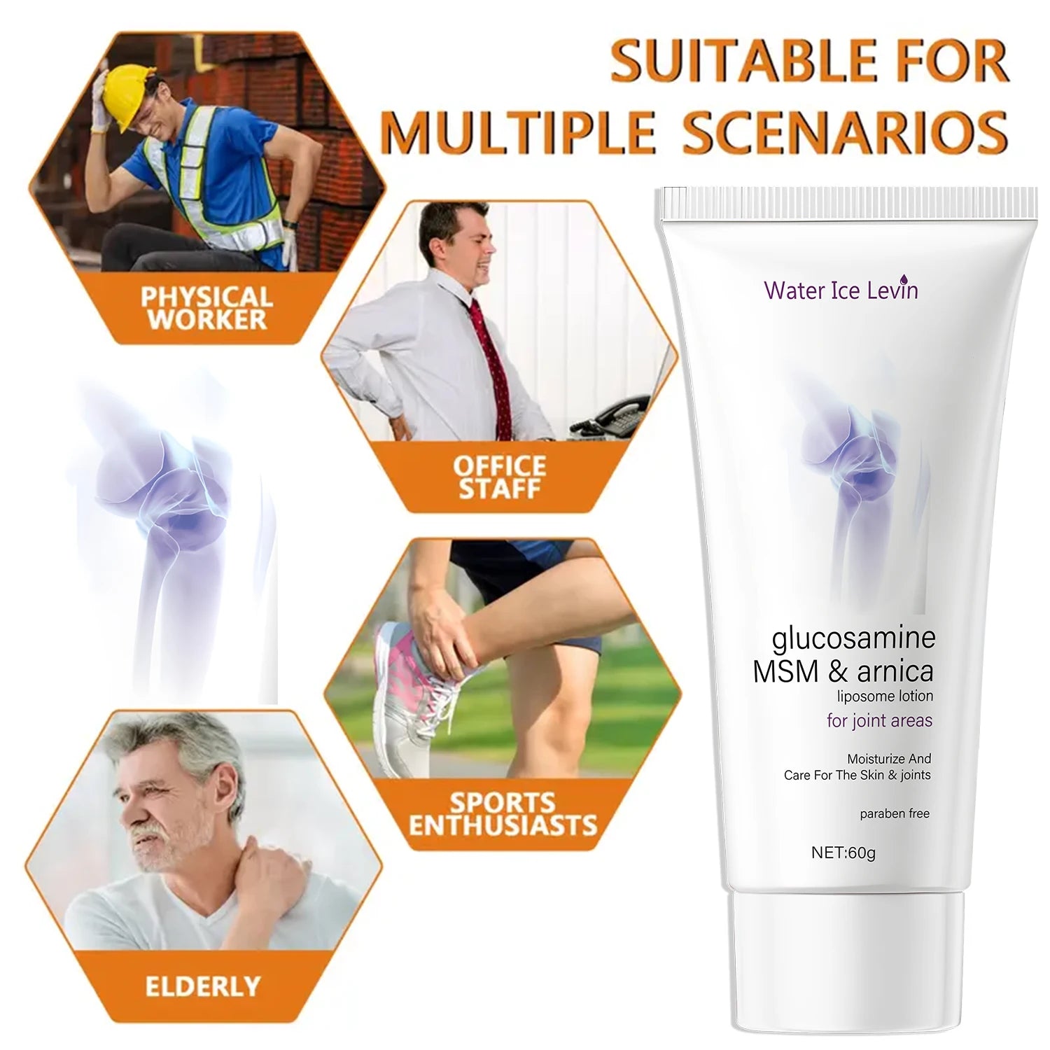 Glucosamine MSM & Arnica Joint Cream Liposome Lotion - Moisturizes, Nourishes & Protects Skin & Joints, Paraben-Free Formula. Qme