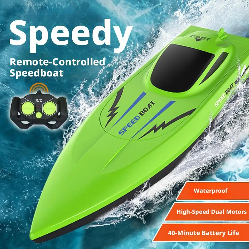 Remote Control Boat Waterproof Electric Toy Speedboat Swimming Pool Qme