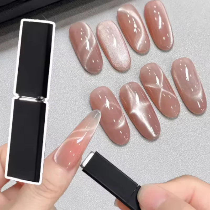 Strong Cat Eye Magnet Create Flowing Ribbon French Side Light Patterns Professional Nail Art Tool with Silicone Cover Qme