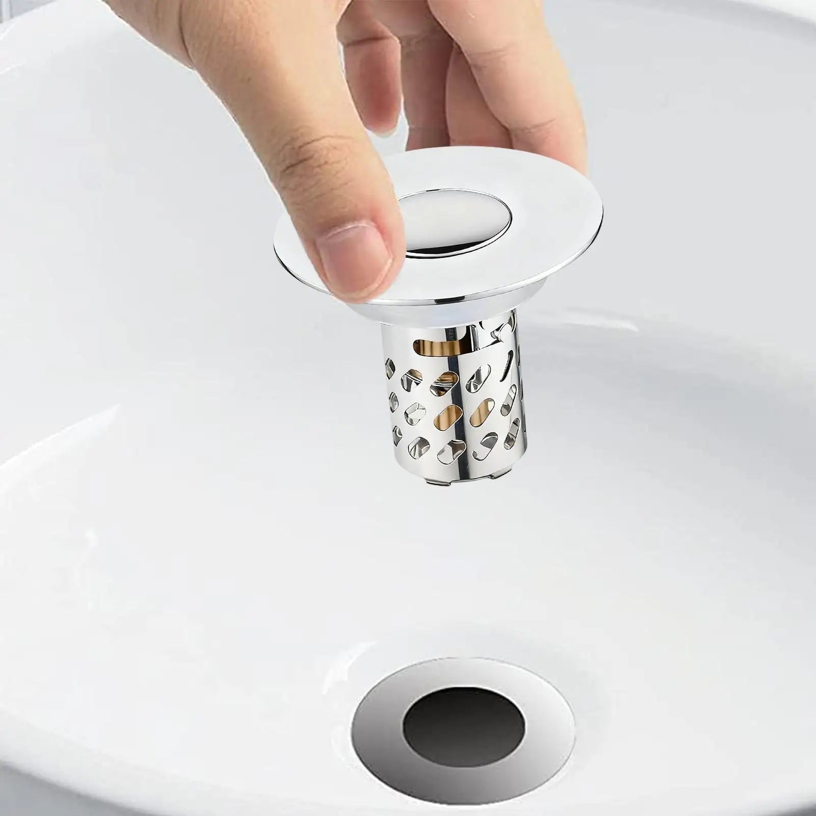 Sink Strainer Anti-clogging Pop Out Filter Bathroom Floor Stopper Qme