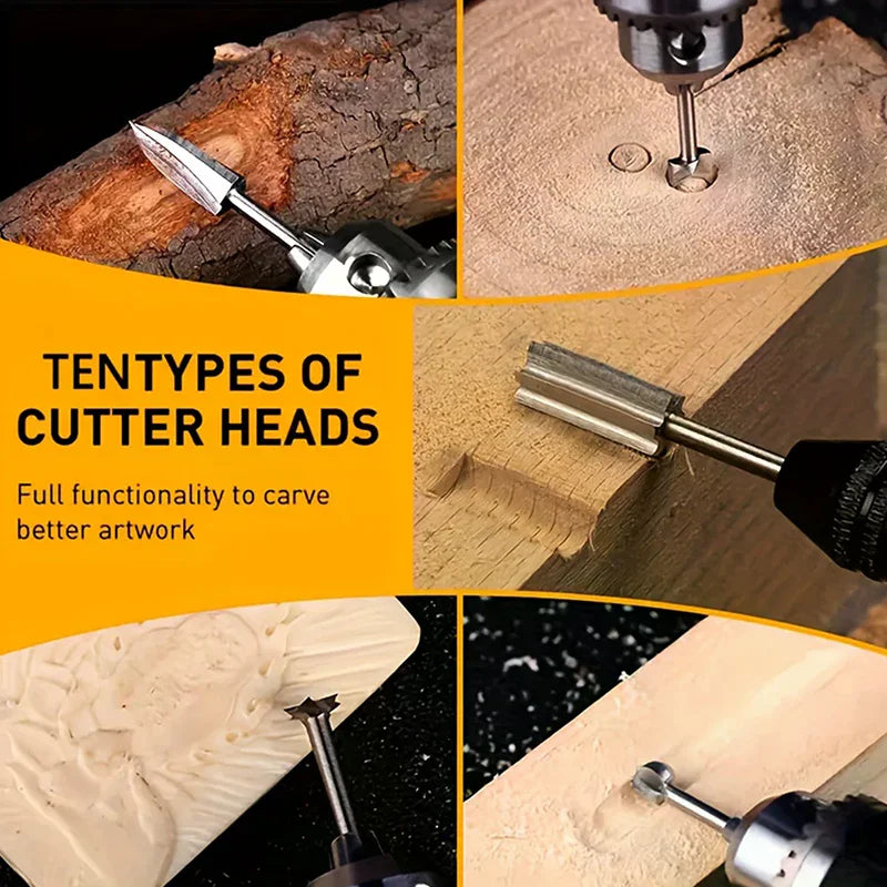 5/6Pcs Wood Carving Drill Bits Set With 3mm Shank Compatible With Rotary Tool Woodworking Accessories Qme