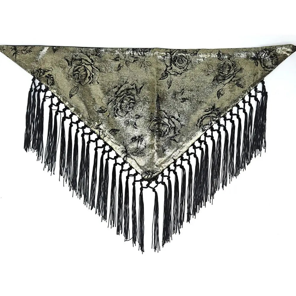 Chinese Style Triangular Waist Belt Tassel Printing Trim Butt Curtain Irregular Hem Ethnic Style Butt Curtain Skirt Jeans Decor Qme