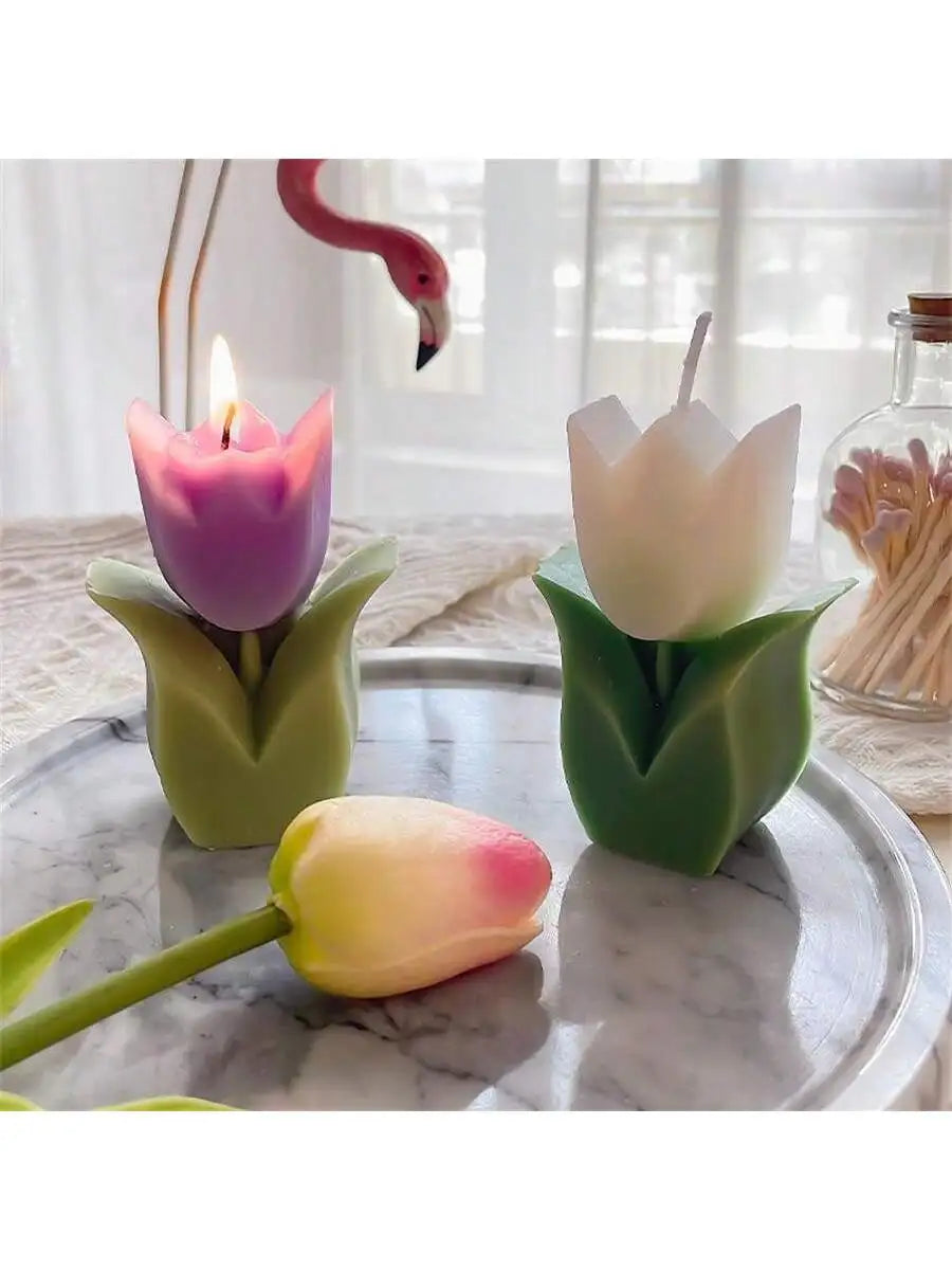 Colorful Tulip Scented Candle Suitable Valentine's Day Gifts Home Qme
