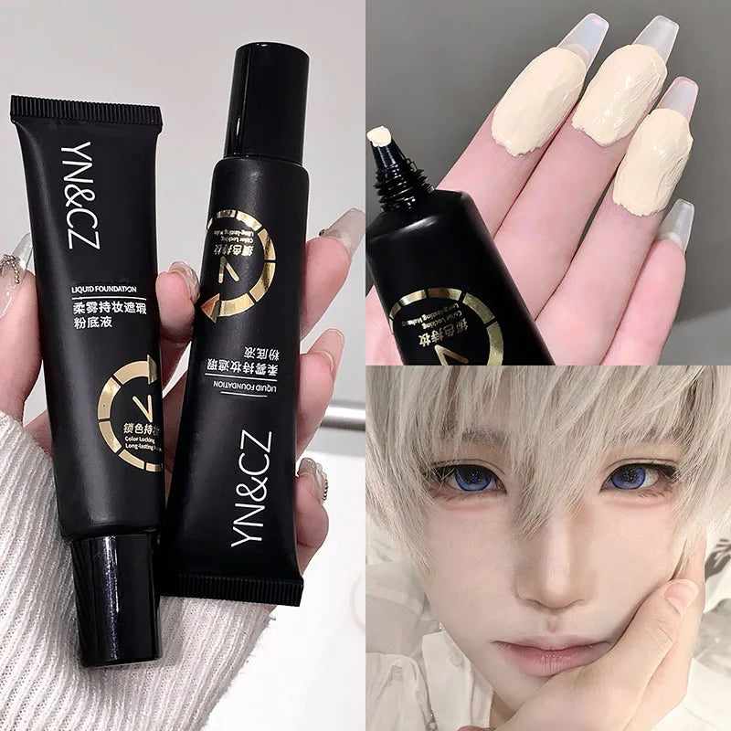 Soft Matte White Foundation Blending Ivory Natural Color Moisturizing Light Creamy Long Wear Concealer COS Makeup Base 30ml Qme