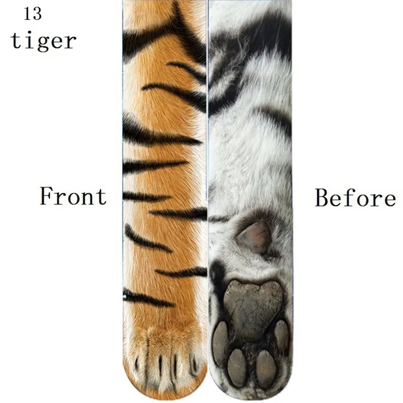 Funny Animal Paw Socks Cat Tiger Leg Toe Men Women Party Outdoor Qme style13 One Size