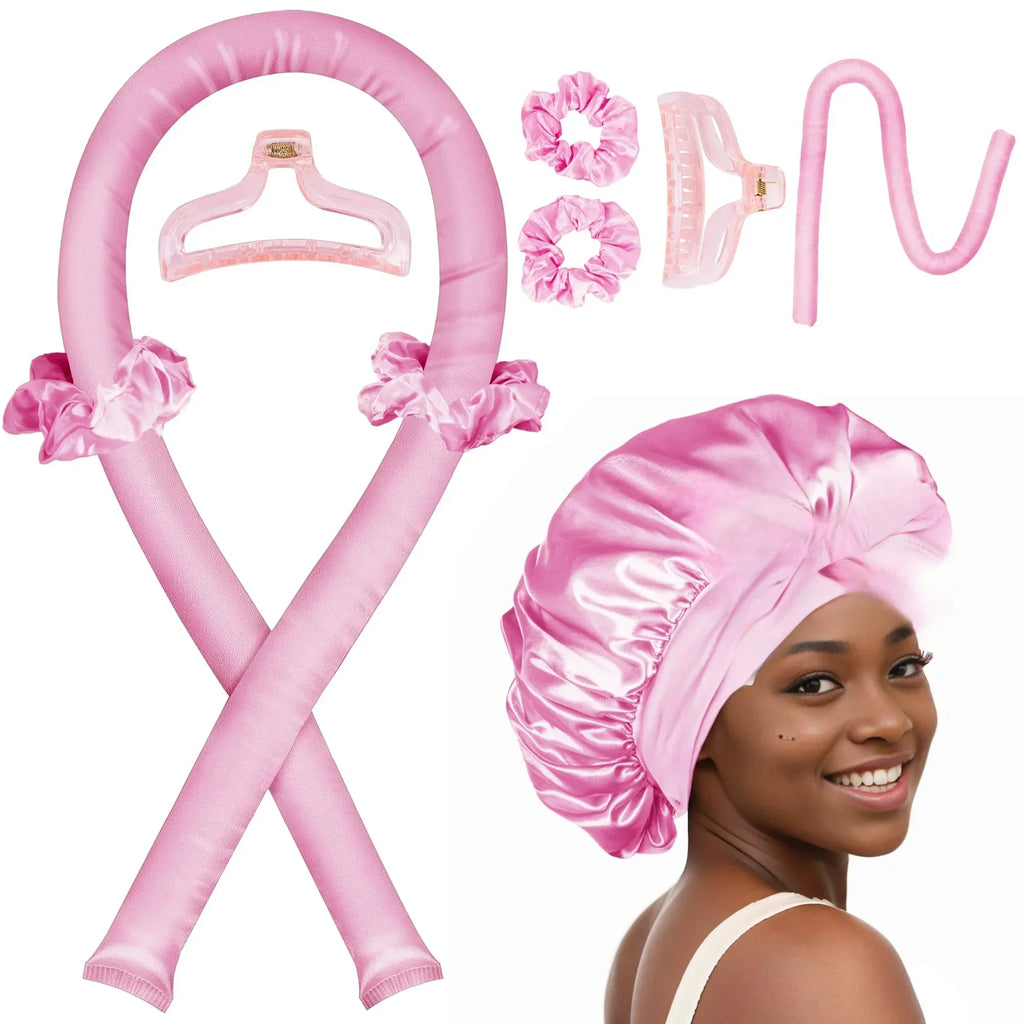 Heatless Curling Rod Satin Nightcap Women No Heat Hair Rollers Qme
