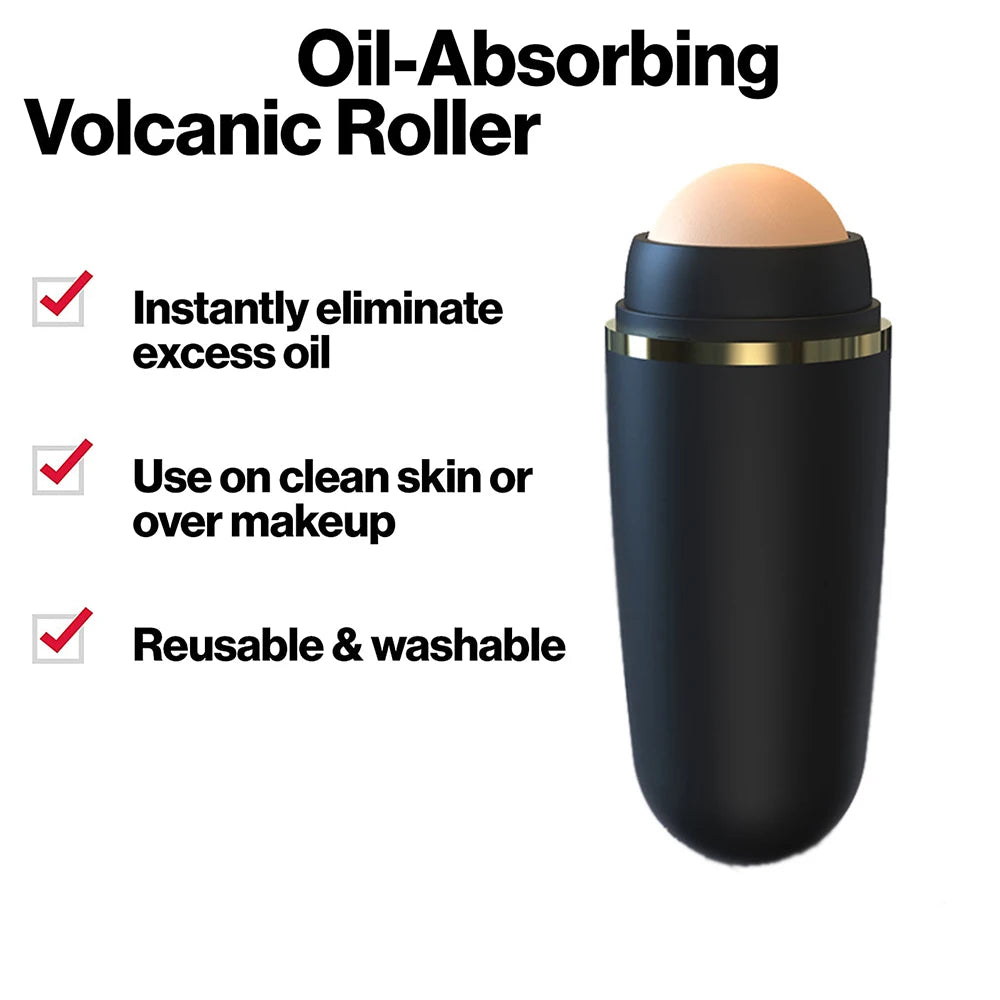 1PC Oil-absorbing Roller Volcanic Stone Facial Oil Removing Portable Skin Care Tool Beauty Stick Minimize Pores Beauty Tools Qme