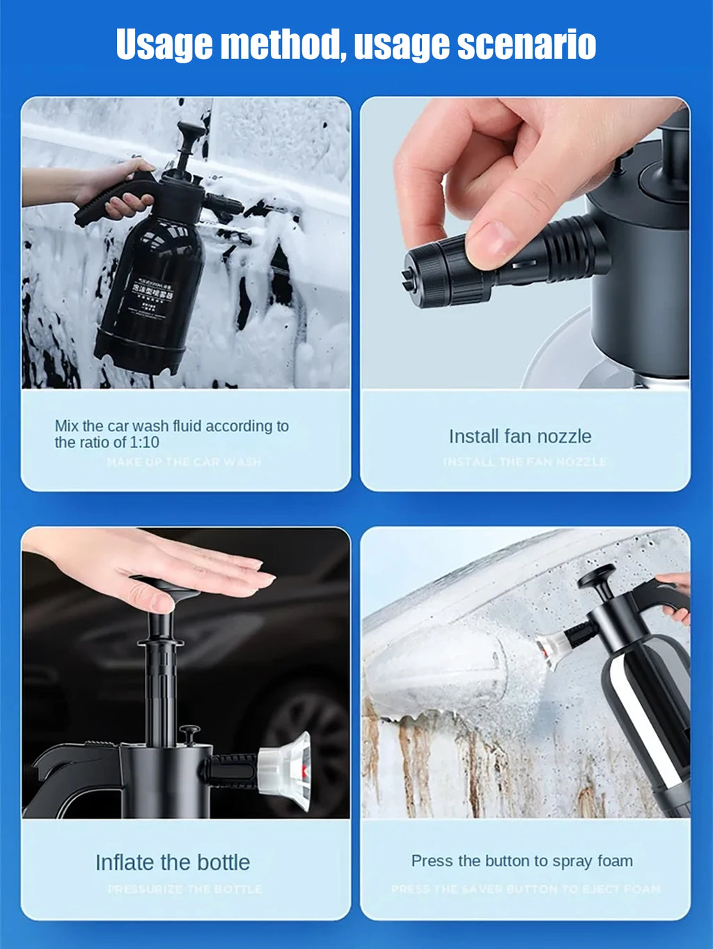 Foam Sprayer Car Wash Hand-held Watering Can Air Pressure Plastic Qme