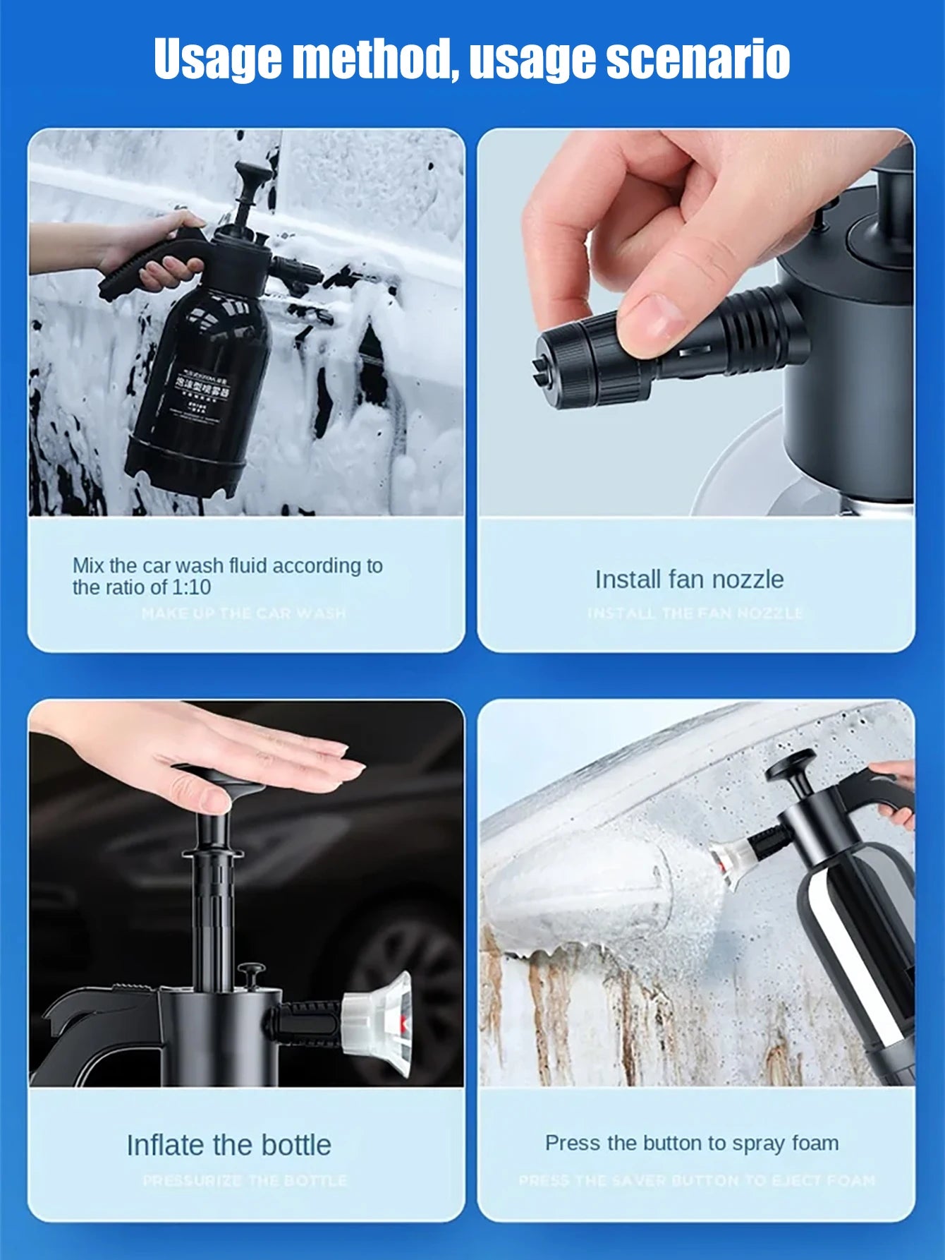 Foam Sprayer Car Wash Hand-held Watering Can Air Pressure Plastic Qme
