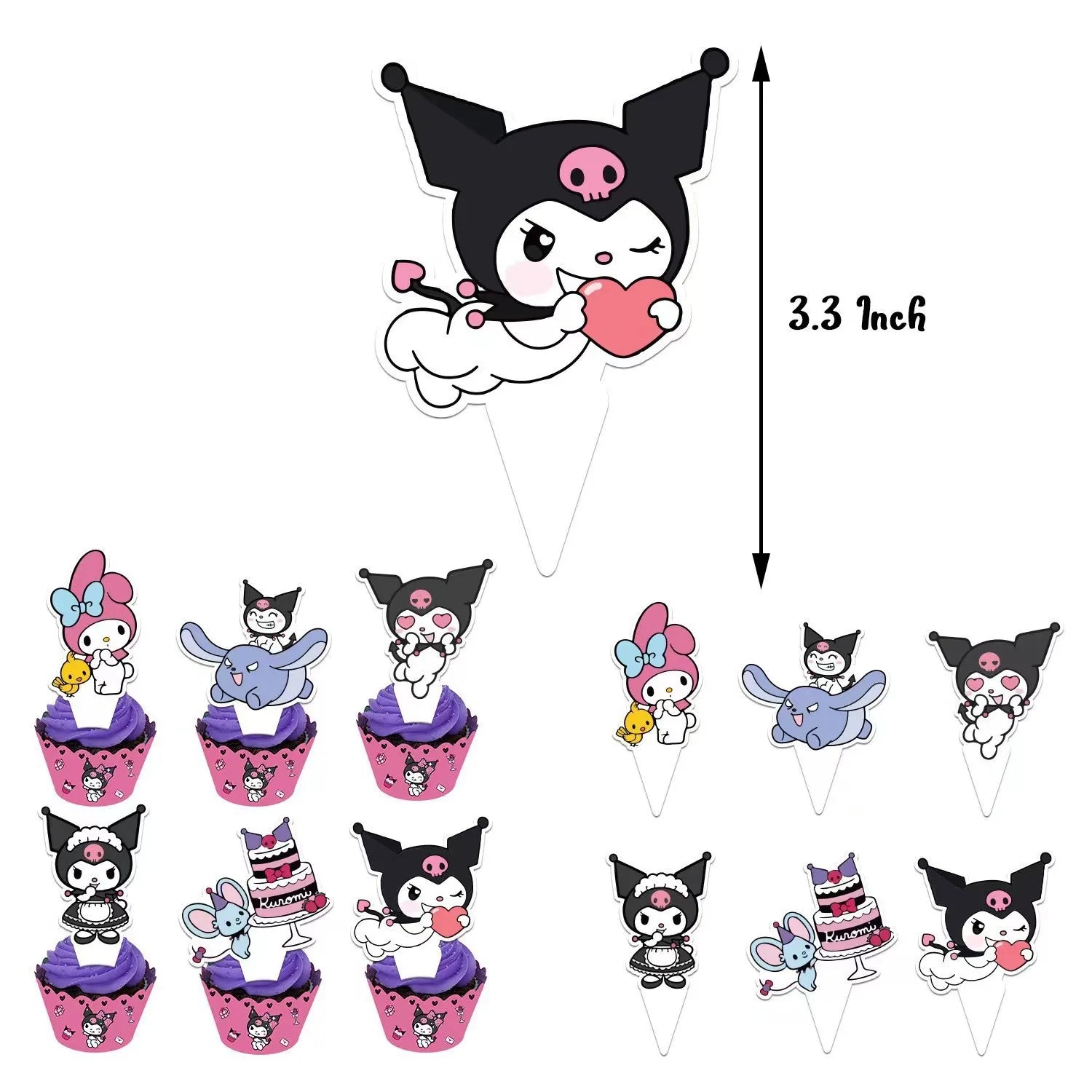 Hello Kitty Kuromi-themed Birthday Party Decorations Balloons Paper Qme Small Insert Cards