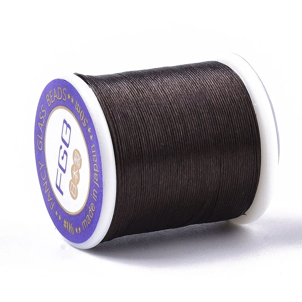 PandaHall 50m/Roll Multi-Color Nylon 66 Beading Thread, 0.1mm High Strength Stretch Resistant for Seed Bead Jewelry Making Qme Coconut Brown