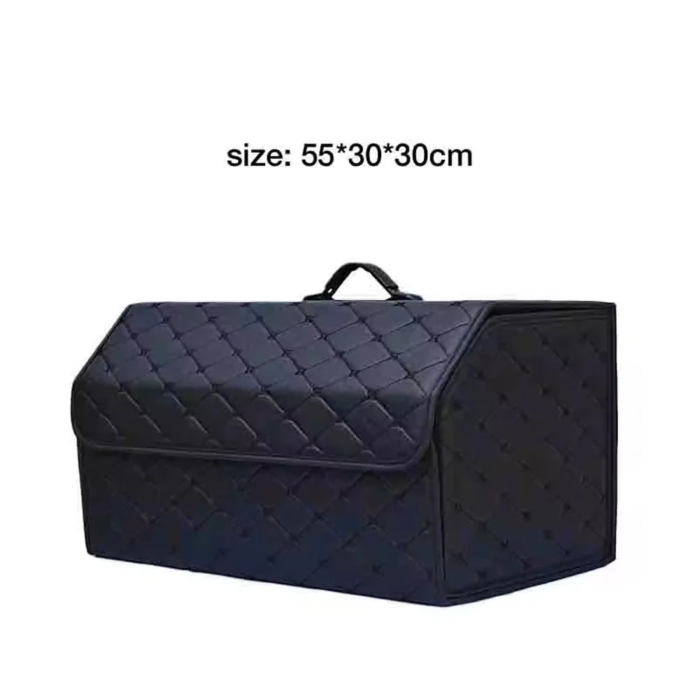 Foldable Car Trunk Storage Organizer Box Collapsible Vehicle Rear Cargo Bin Space Saving Decorative Trunk Accessory Qme Black L