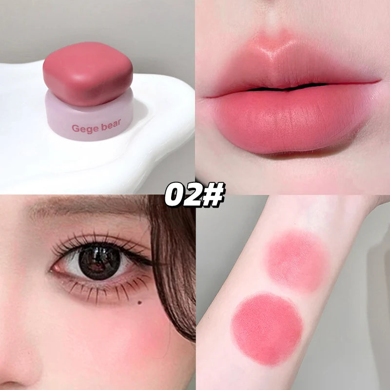 Gege Bear Mousse Lip Cheek Balm Korean Matte Blush Tint Versatile Qme GX1376-2