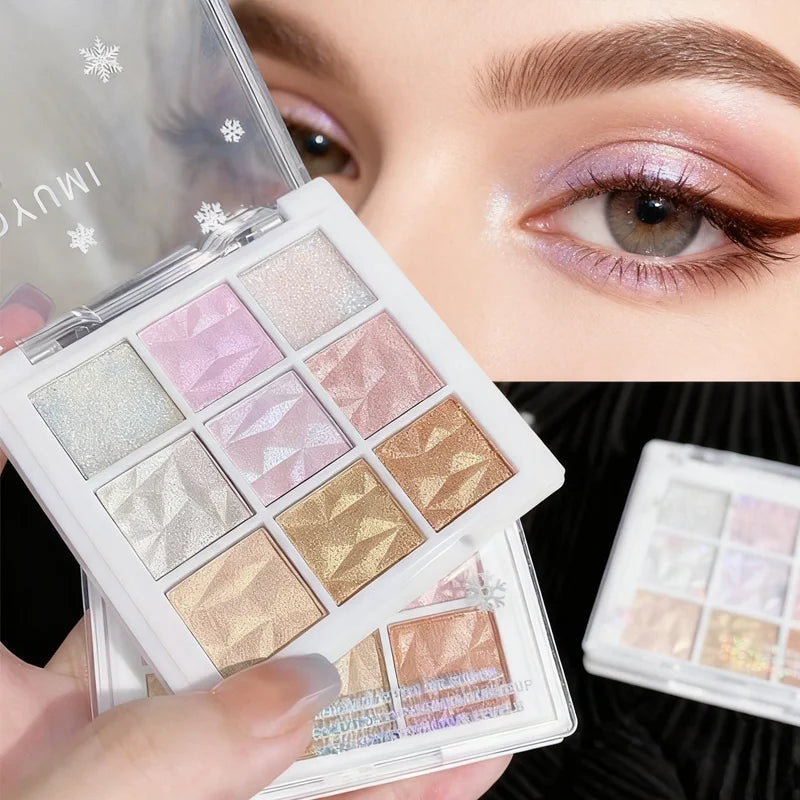 9 Colors Glitter Snowflake Eyeshadow Palette Dream Girl Pearly Eye Qme