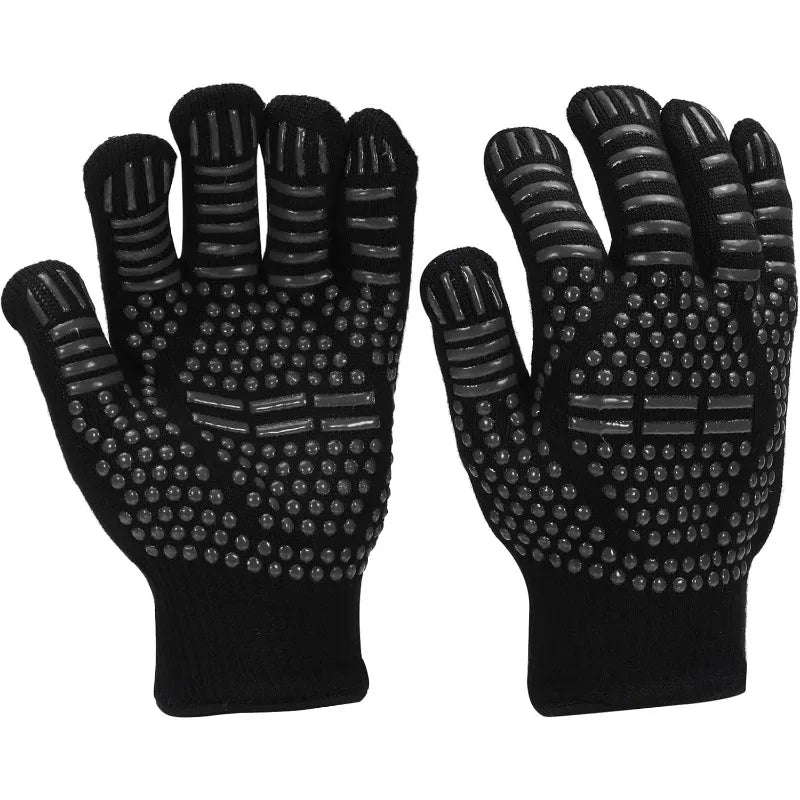 1 Pair of Oven Gloves Fire Resistant Non-slip Barbecue Gloves 500 800 Degree Barbecue Heat Insulation Microwave Gloves Qme 1 pair