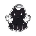 Cute Cartoon Angel And Devil Cat Enamel Pin Lovely Dual Style Kitten Metal Brooch For Backpack Decor Collection Holiday Gifts Qme style1-black