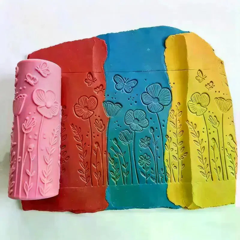 Floral Butterfly Texture Polymer Clay Roller Ceramic Seamless Escape Tool For DIY Creative Making Mold Qme